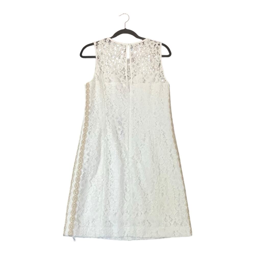 Lilly Pulitzer Dress Womens 10 White Corded Floral Lace Mila Shift NWT Gold Trim - Picture 10 of 16